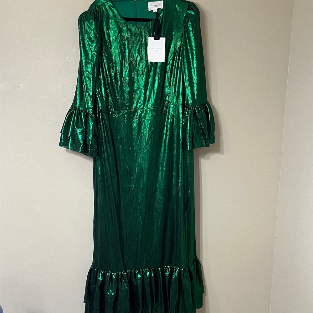 Pomander Place Metallic Green Dress